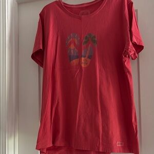 Life Is Good Women's Classic peachy red shirt